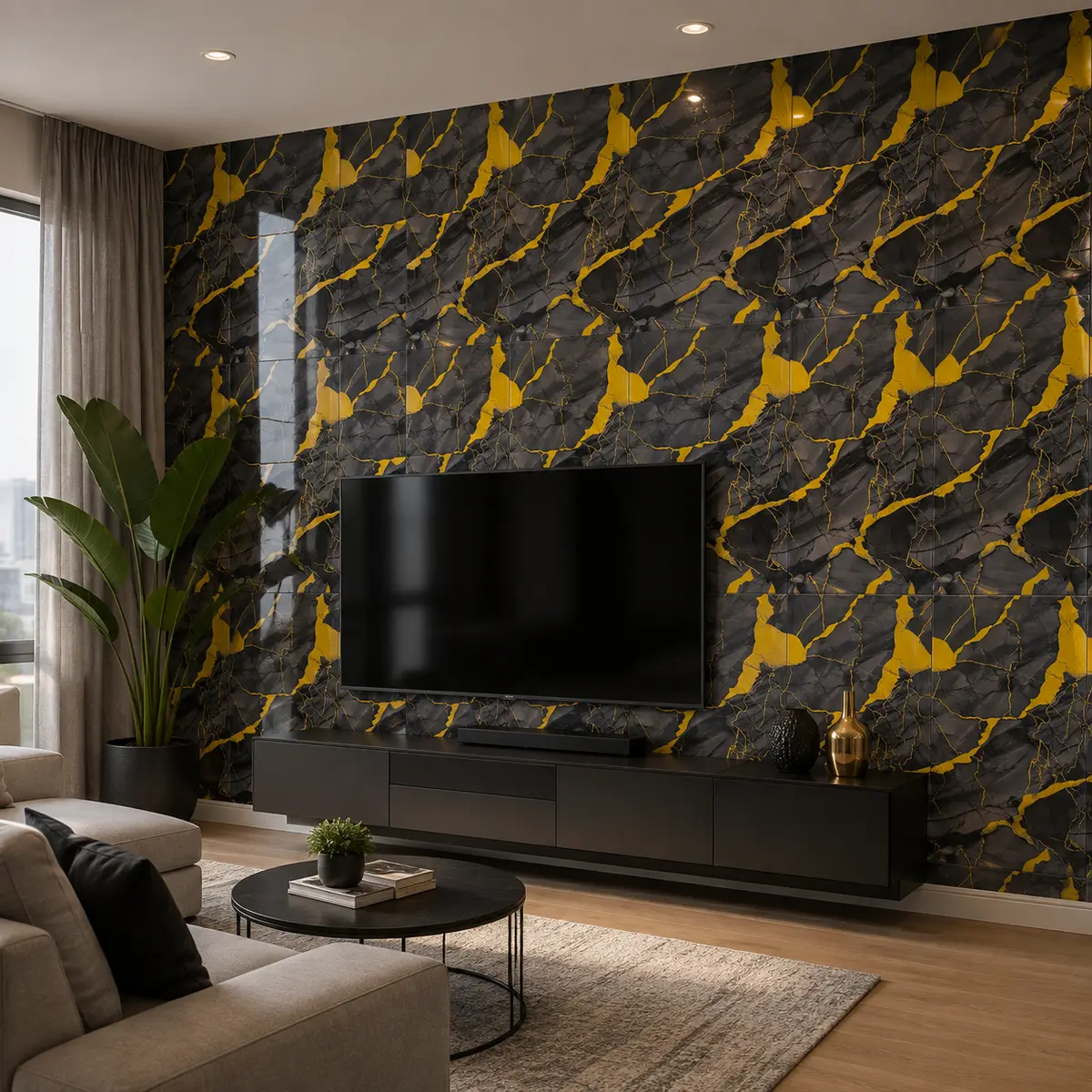 Obsidian Gold Peel & Stick Marble Wall Tile - Image 7