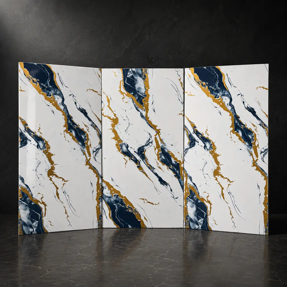 Sapphire Gold Peel & Stick Marble Wall Tile - Image 2