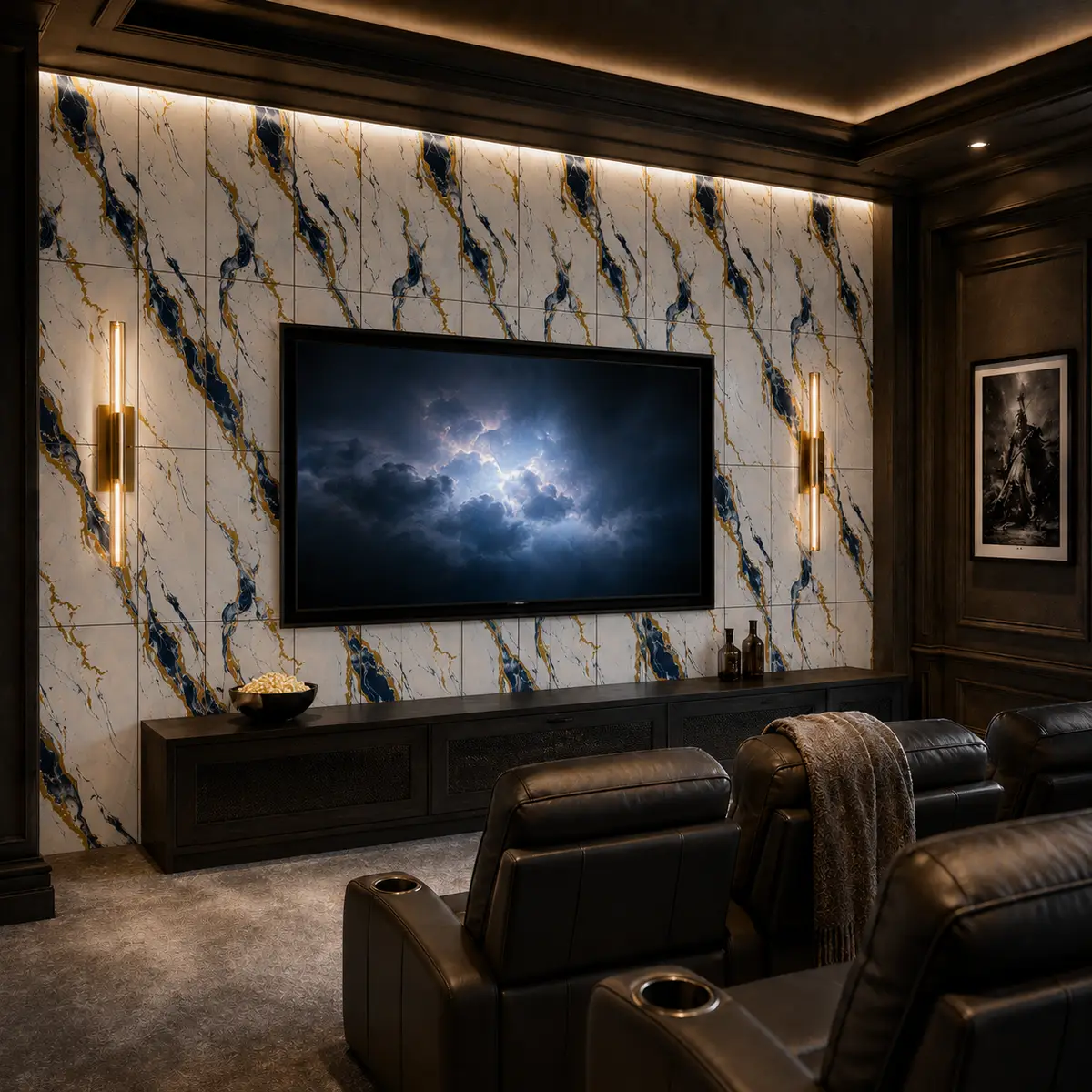 Sapphire Gold Peel & Stick Marble Wall Tile - Image 5