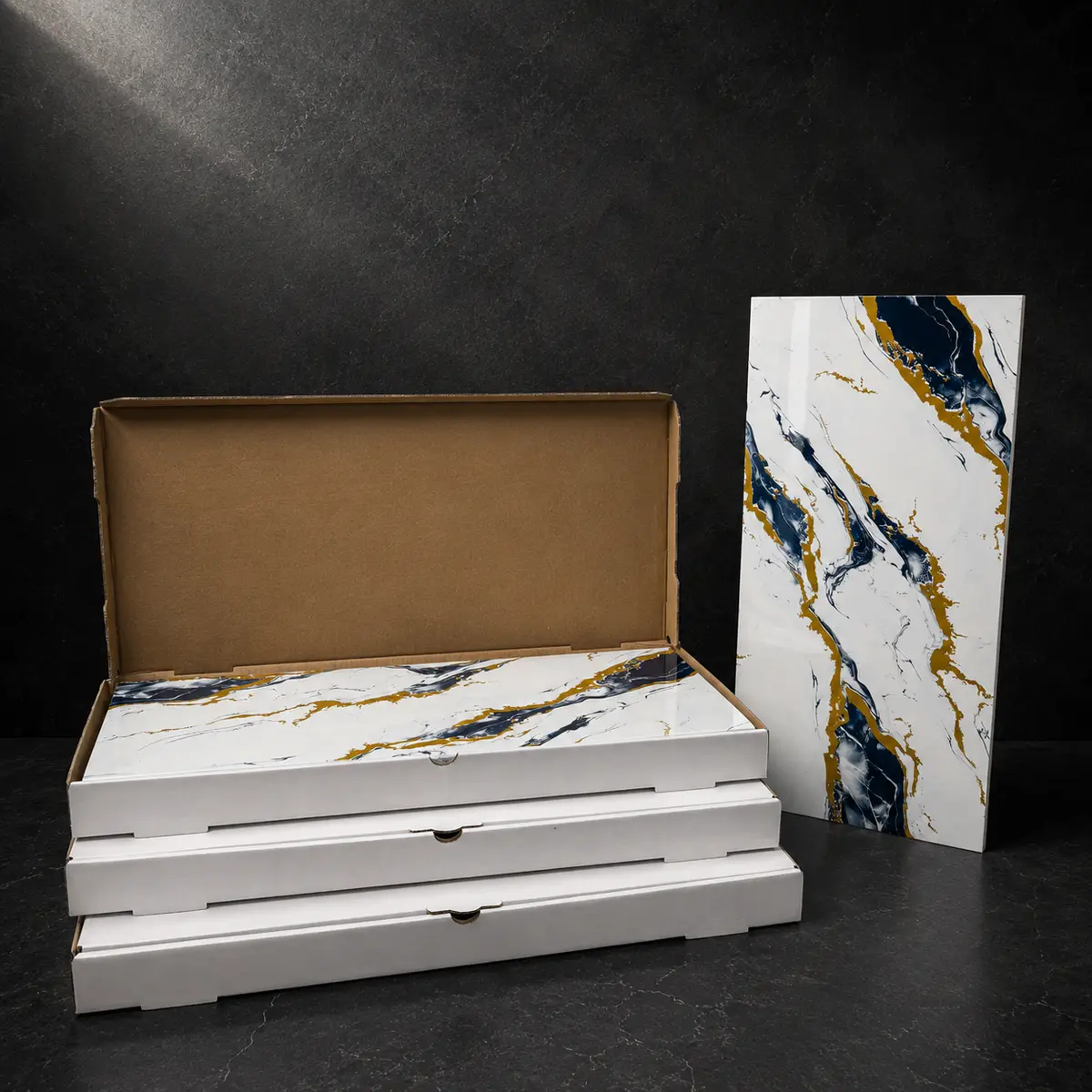 Sapphire Gold Peel & Stick Marble Wall Tile - Image 4