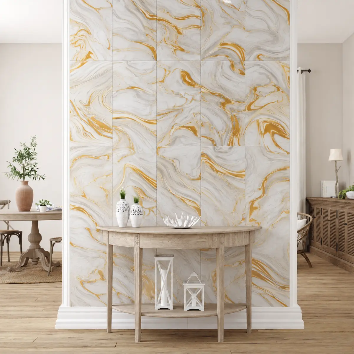 Gilded Ivory Peel & Stick Marble Wall Tile - Image 2