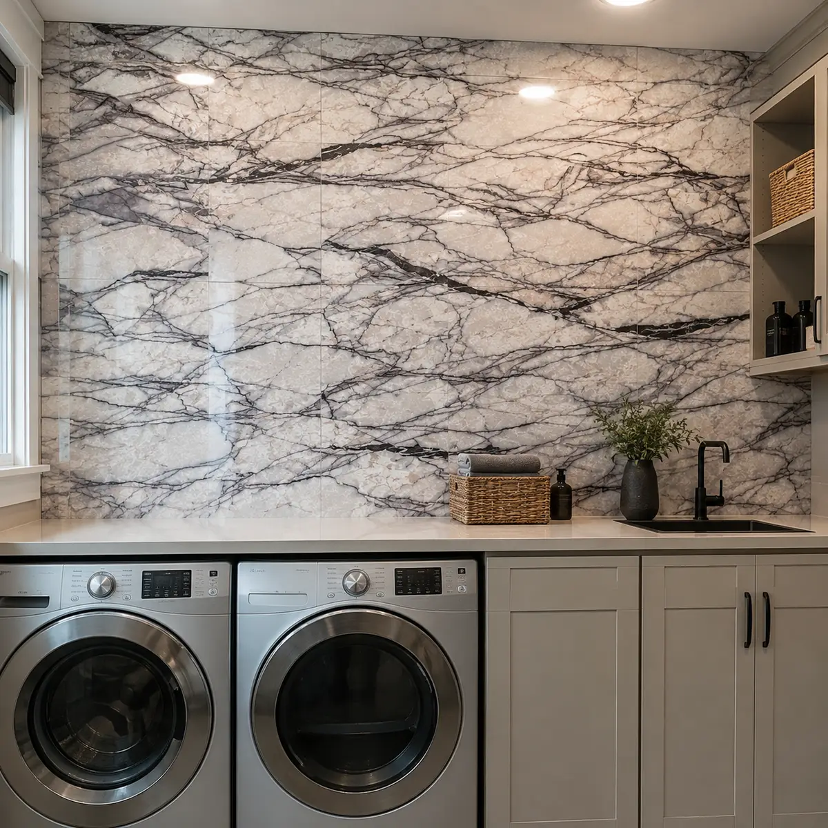 Montclair Gray Peel & Stick Marble Wall Tile - Image 5
