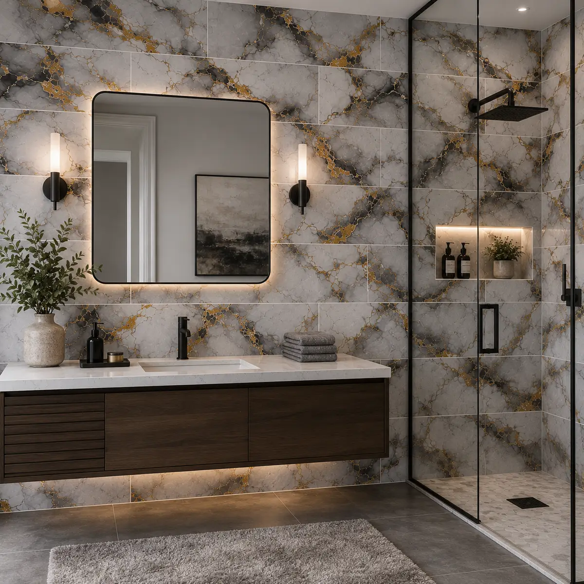Aurora Gold Peel & Stick Marble Wall Tile - Image 7