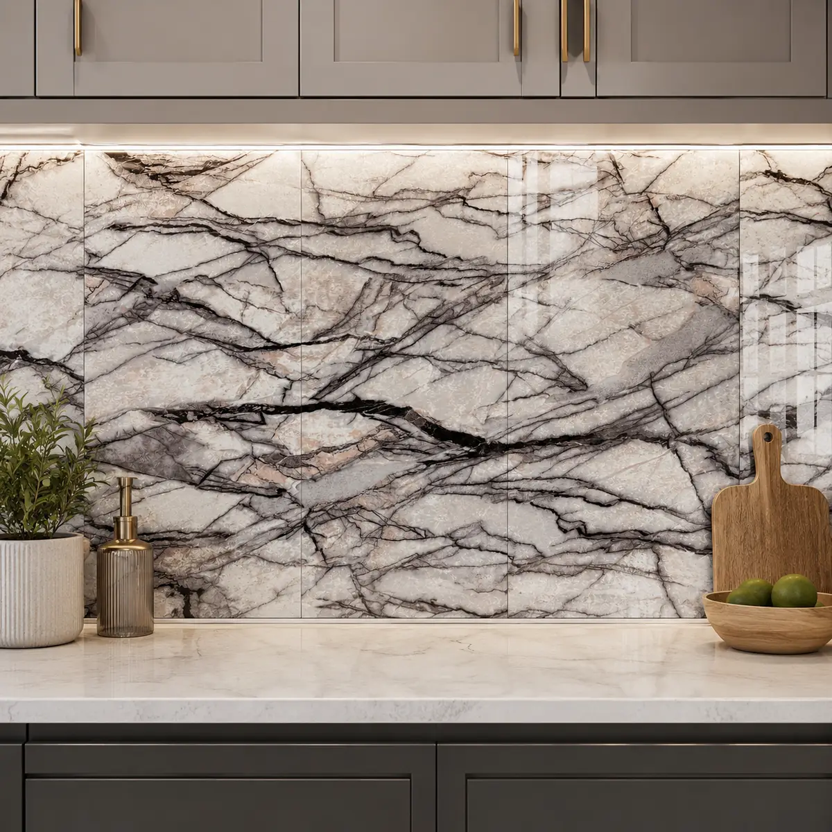 Montclair Gray Peel & Stick Marble Wall Tile - Image 3