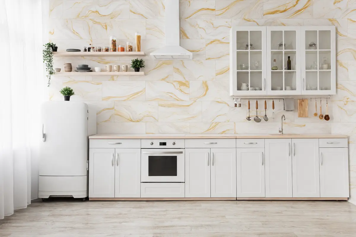 Gilded Ivory tile kitchen styling visualization