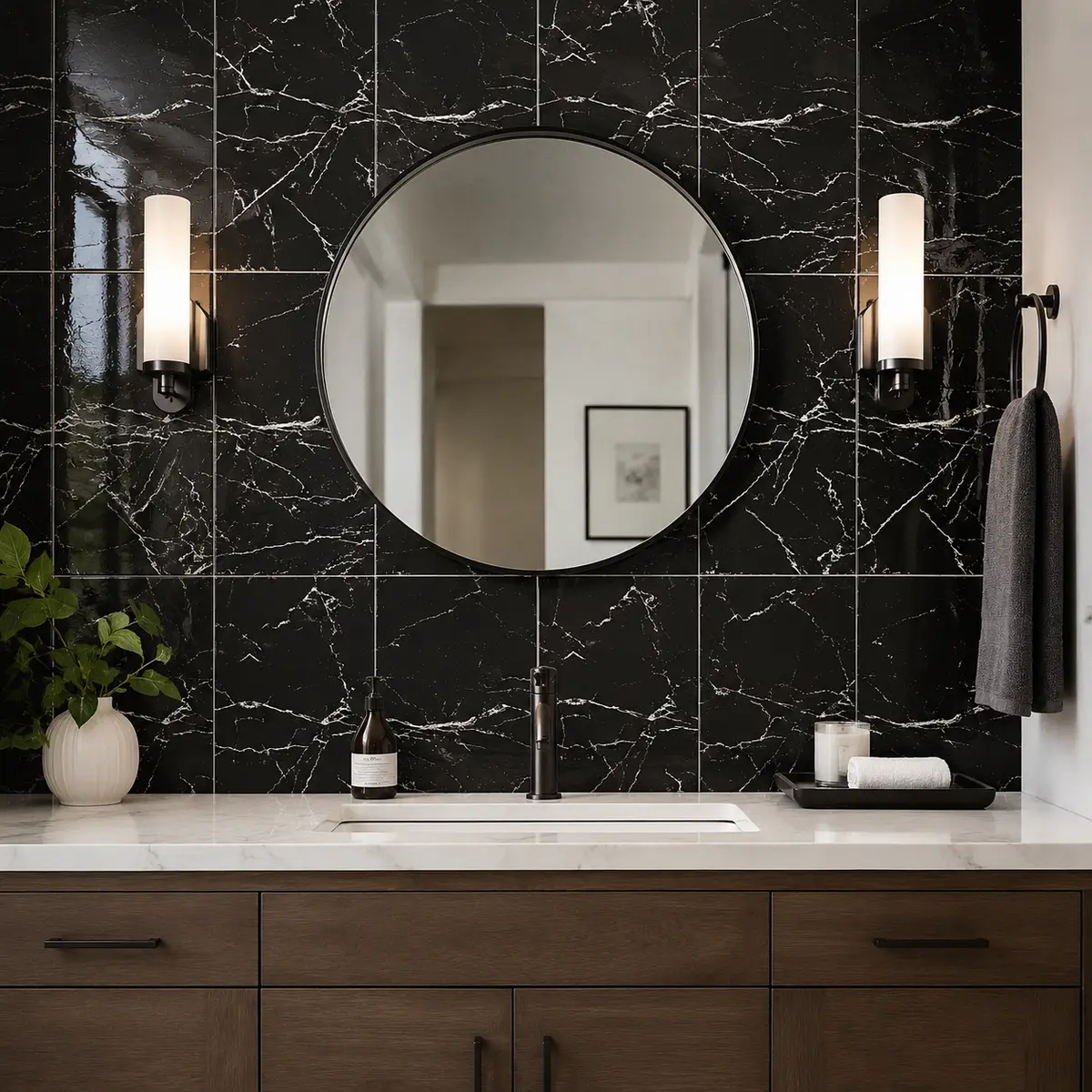 Onyx Veil Peel & Stick Marble Wall Tile - Image 2
