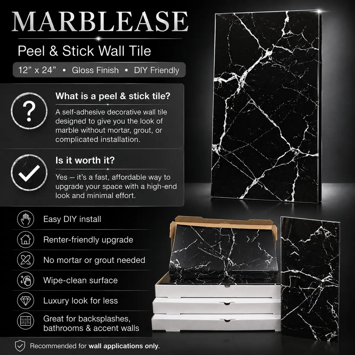 Onyx Veil Peel & Stick Marble Wall Tile - Image 8
